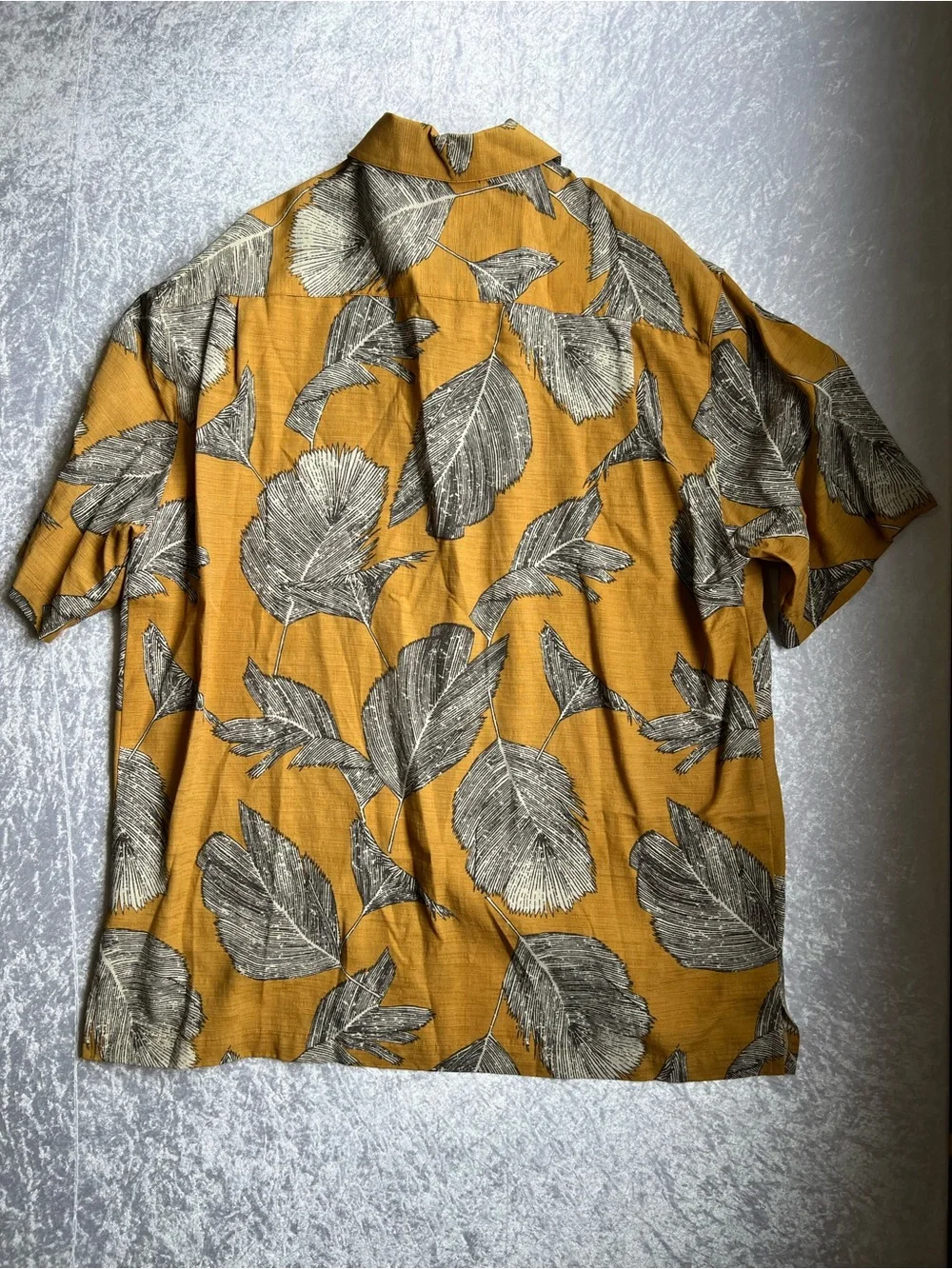 Caribbean Classic Mustard Leaf-Print Short Sleeve Shirt - Picture 2 of 5